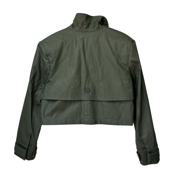 Zara Cropped Double-Breasted Utility Pea Coat Jacket, Dark Khaki, Small - Picture 4 of 13